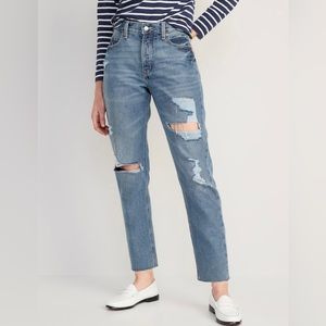 Old Navy High-waisted slouchy straight cropped ripped jeans for women size 6